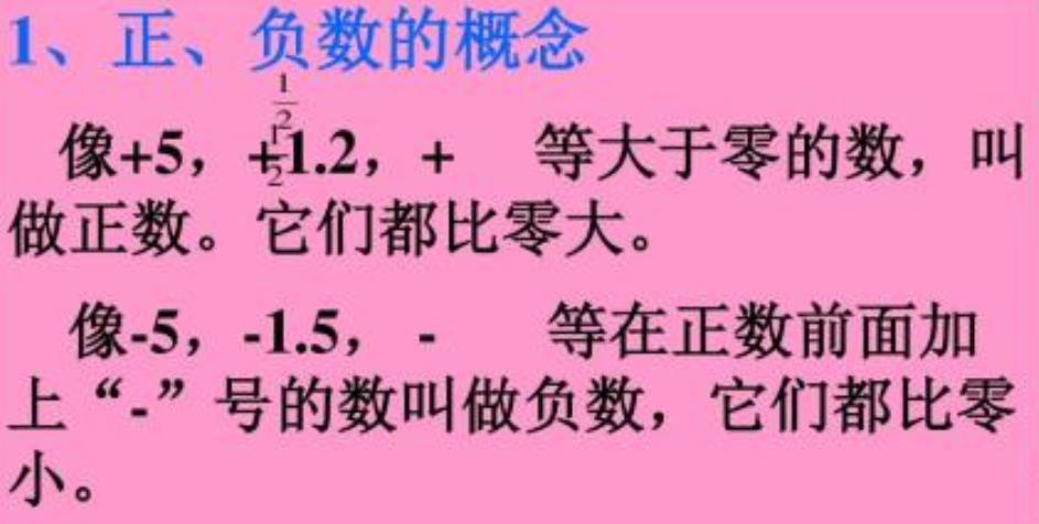 人教版初一数学上册知识点总结：第一章《有理数》1.1正数和负数